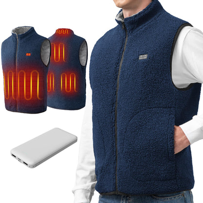 LABCOOL Heated Vest - Heated Vest for Men & Women - Made of soft fleece - USB heating with 10000mAh power bank - 6-zone heating with 3 temperature levels - machine washable
