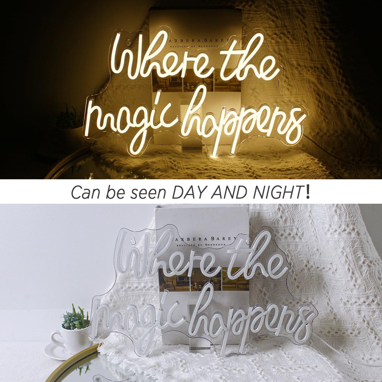 Where the Magic Happens LED White Light Sign Neon Acrylic Neon Sign for Bedroom Wedding Birthday Party Decor Sign