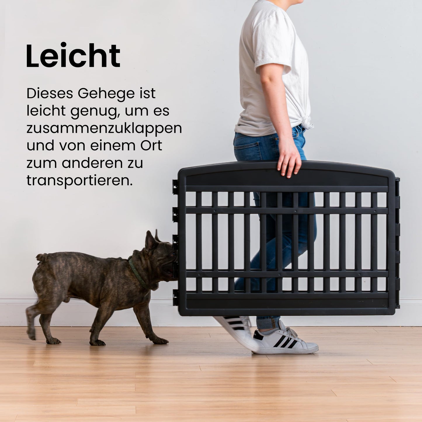 Iris Ohyama puppy playpen with 4 panels and lockable door, H60cm, Gray, cat enclosure, dog crate, for outdoor, indoor, puppy playpen, dog fence, puppy fence, dog pen, CI-604E WD