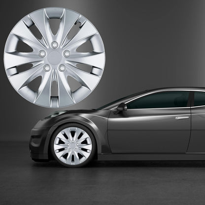 15-inch wheel caps - Silver hubcaps 4-piece set of 13-16 inches - Stormer wheel trims for steel rims - Decorative caps in black or silver - Wheel covers for car wheels