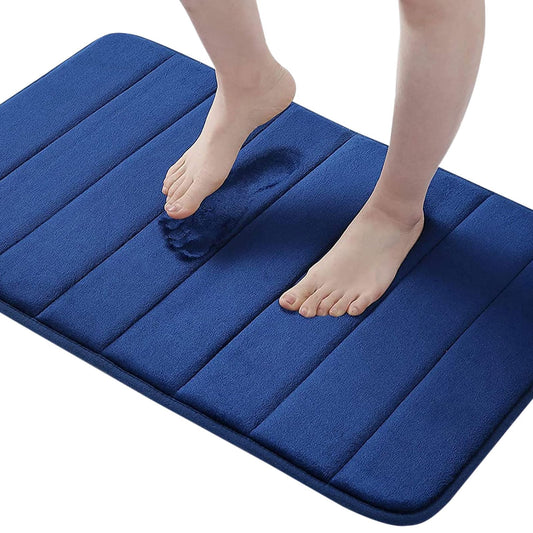 Homaxy Memory Foam Bathroom Bath Mat Absorbent Non-Slip Bath Rug Washable Bath Mat - 51 x 76 cm, Navy Blue