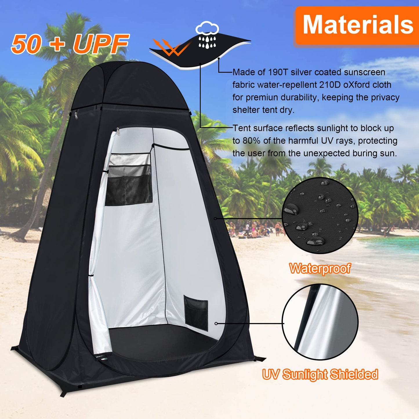 Camping toilet tent Rigloo shower tent Pop Up dressing tent Privacy toilet tent changing room portable outdoor WC tent for camping & beach, with carrying bag (UV 50+)
