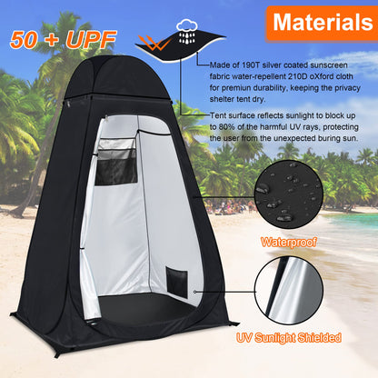 Camping toilet tent Rigloo shower tent Pop Up dressing tent Privacy toilet tent changing room portable outdoor WC tent for camping & beach, with carrying bag (UV 50+)