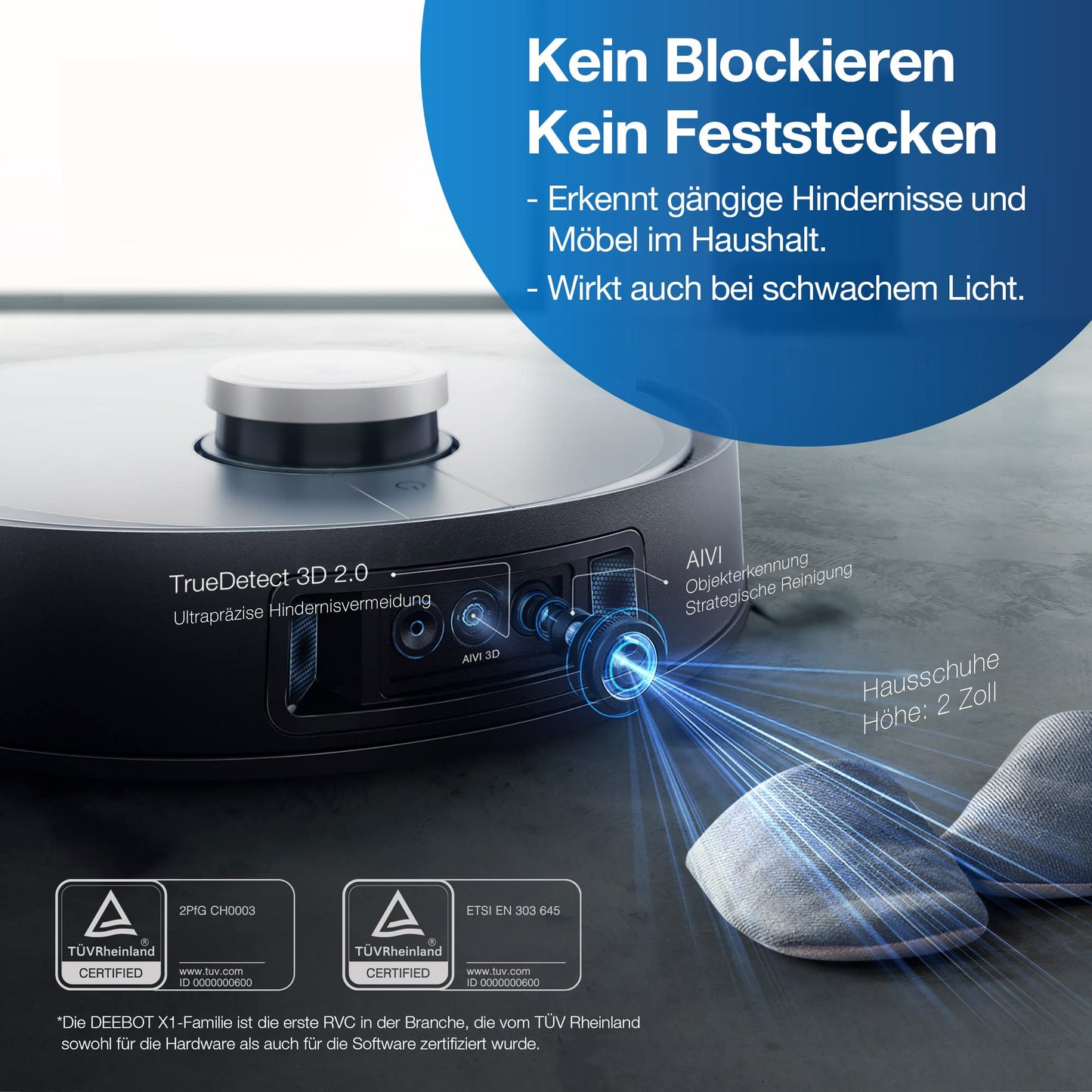 ECOVACS DEEBOT X1 OMNI, robot vacuum cleaner with mopping function and multifunctional cleaning station (dust emptying/water cleaning), 5000pa, 3D obstacle detection, 260 min battery, Yiko voice assistant