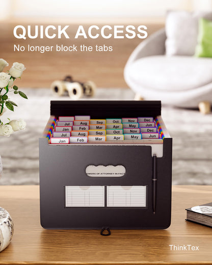 ThinkTex document folder A4, 26 compartments, large capacity sorting file organizer folder, desk organization/briefcase folder, document holder file folder sorting folder