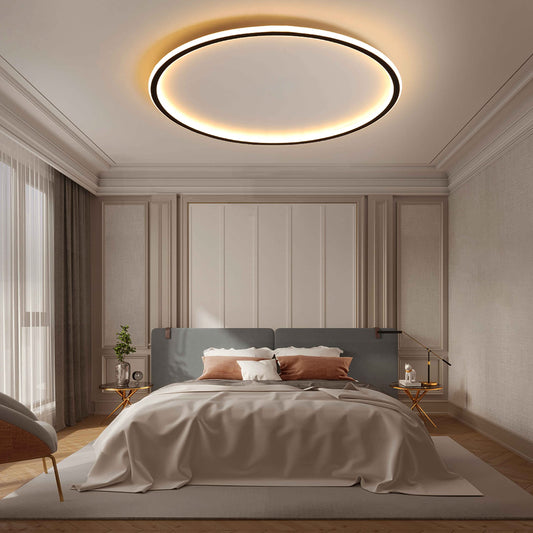 MOONSEA LED Ceiling Light Dimmable with Remote Control, 28W Black LED Ceiling Lamp Φ41.5CM 3000K-6000K, Indirect Lighting Ceiling Light for Bedroom, Kids Room, Kitchen, Dining Room