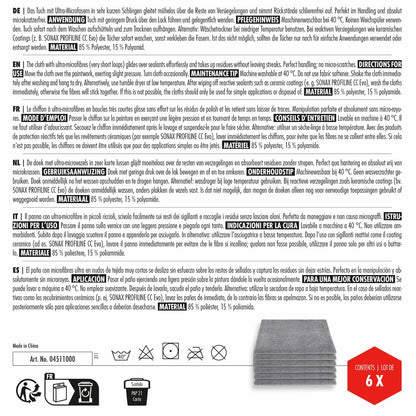 SONAX Coating Towel (6 pieces) soft microfiber cloth for gentle removal of polish or sealant residues Item No. 04511000 White