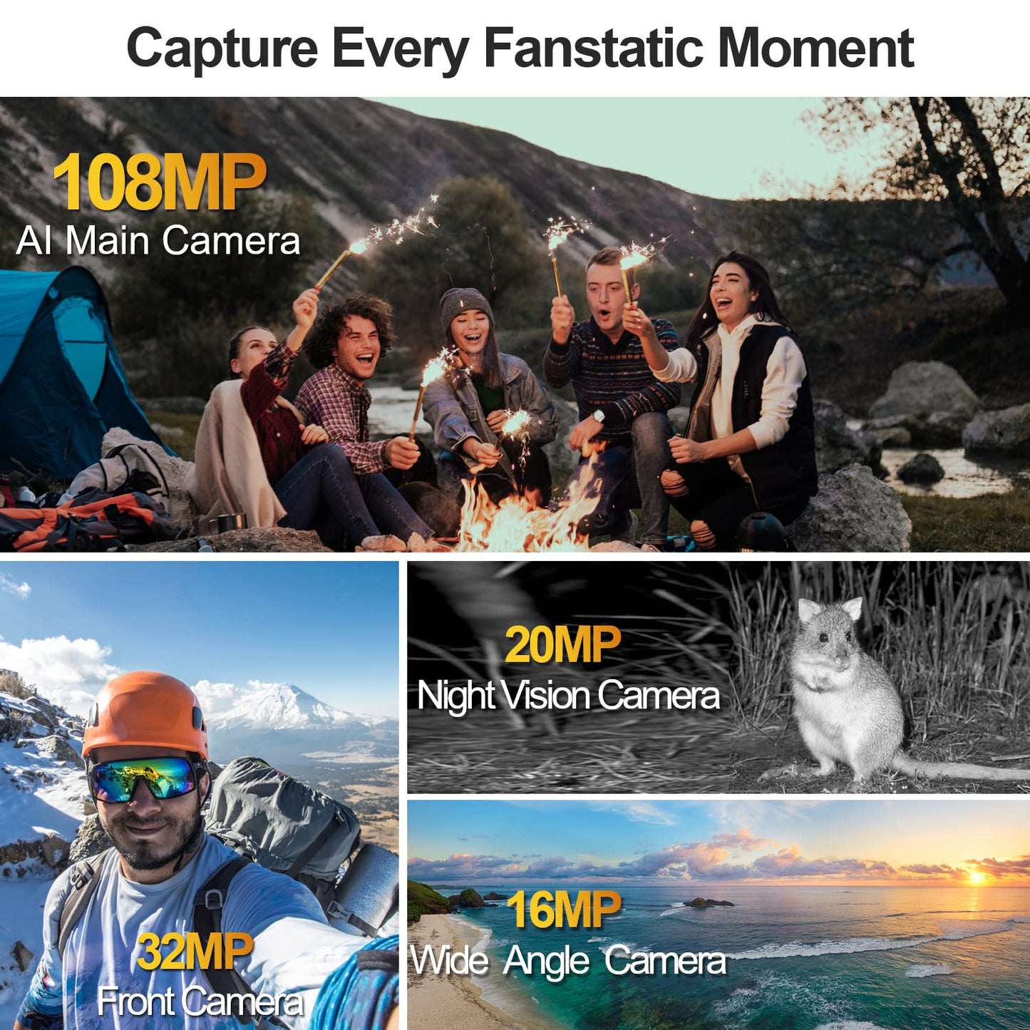 DOOGEE VMAX 5G outdoor phone without contract, 20GB+256GB Dimensity 1080, 22000mAh large battery, 108MP camera, 6.6" FHD+ 120hz outdoor smartphone Android dual SIM IP68 waterproof OTG NFC.