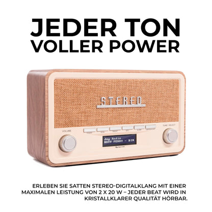 Denver Retro DAB-18 Digital radio | DAB Plus radio with Bluetooth & FM | 2x20W stereo speakers | Small radio with power plug | Kitchen radio with good sound | LCD display & alarm function