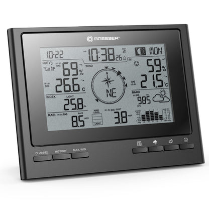 Bresser weather station with outdoor sensor 7-in-1 weather center ClimateScout with professional outdoor sensor, black