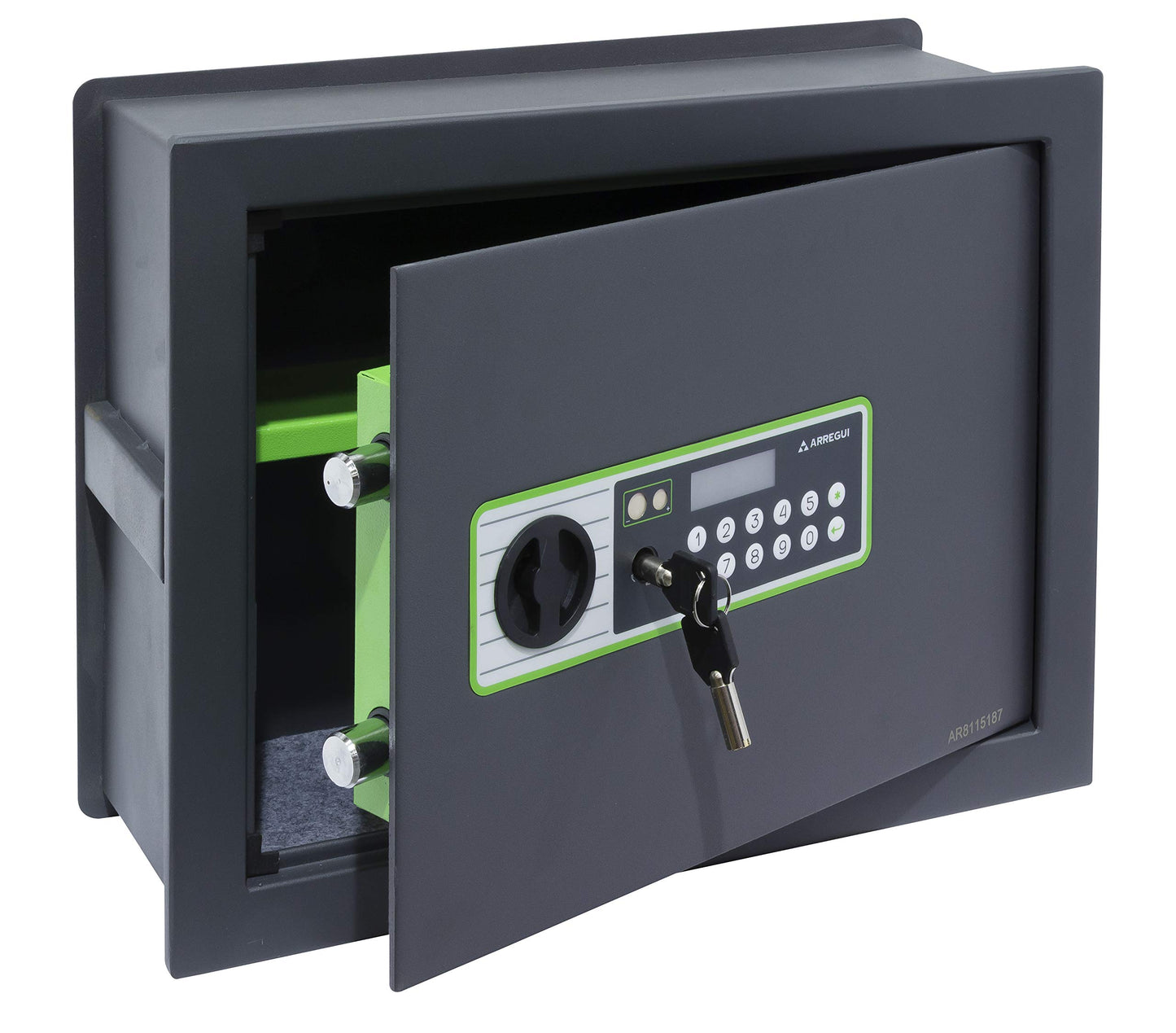 ARREGUI Supra 241150 Wall Safe with Combination Lock | Wall Mount Safe with Electronic Lock | Double Bolt Locking System | Adjustable Depth | Easy Installation | Hidden Safe | 12.6 x 16.5 x 5.9/9.8in.