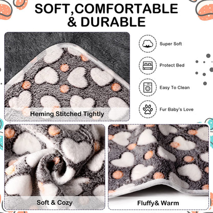 Namalu 4 Waterproof Guinea Pig Fleece Blankets Small Washable Dog Blanket Absorbent Guinea Pig Cage Liners Reusable PIPI Pads Sleep Cuddle Blanket (Heart Pattern, 60 x 40 cm)