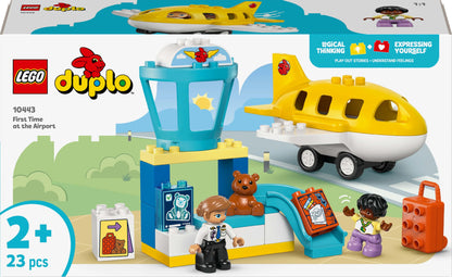 LEGO DUPLO First Visit to the Airport - Motor Skills Learning Toy for Toddlers with Airplane, 2 Figures & Teddy Bear - Birthday Gift for Boys and Girls from 2 years - 10443