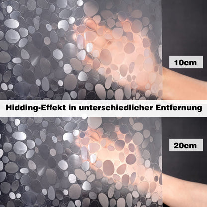 EurCross Anti-mold Shower Curtain 180x200 with 3 Stronger Magnets at the Bottom, Transparent with 3D Pebbles Pattern, Waterproof Eva Plastic Shower Curtain for Bathtub with 12 Rings.