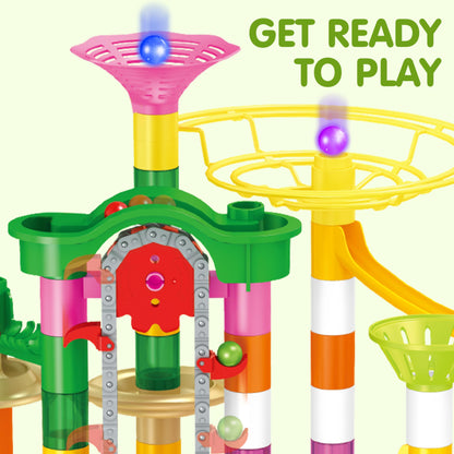 JOYIN Marble Run 236-Piece Ball Track Learning Toy Building Blocks Toy with Motorized Elevator, STEM Building and Learning Toy for Kids aged 7, 8, 9, 10, 11, 12 years.