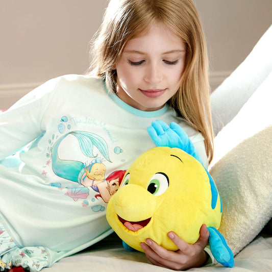 Official Disney Store Flounder Medium Plush, Arielle, the Mermaid, 34.5cm, Ariel's Best Friend, Plush Fish with Embroidered Details and Shimmering Finish, Suitable from 0 Years