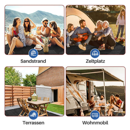 Sun World awning carpet 250x550cm, High-quality camping mat, Breathable non-slip tent carpet in black, Outdoor camping mat with 12 holes, 13 pegs, and carrying bag.