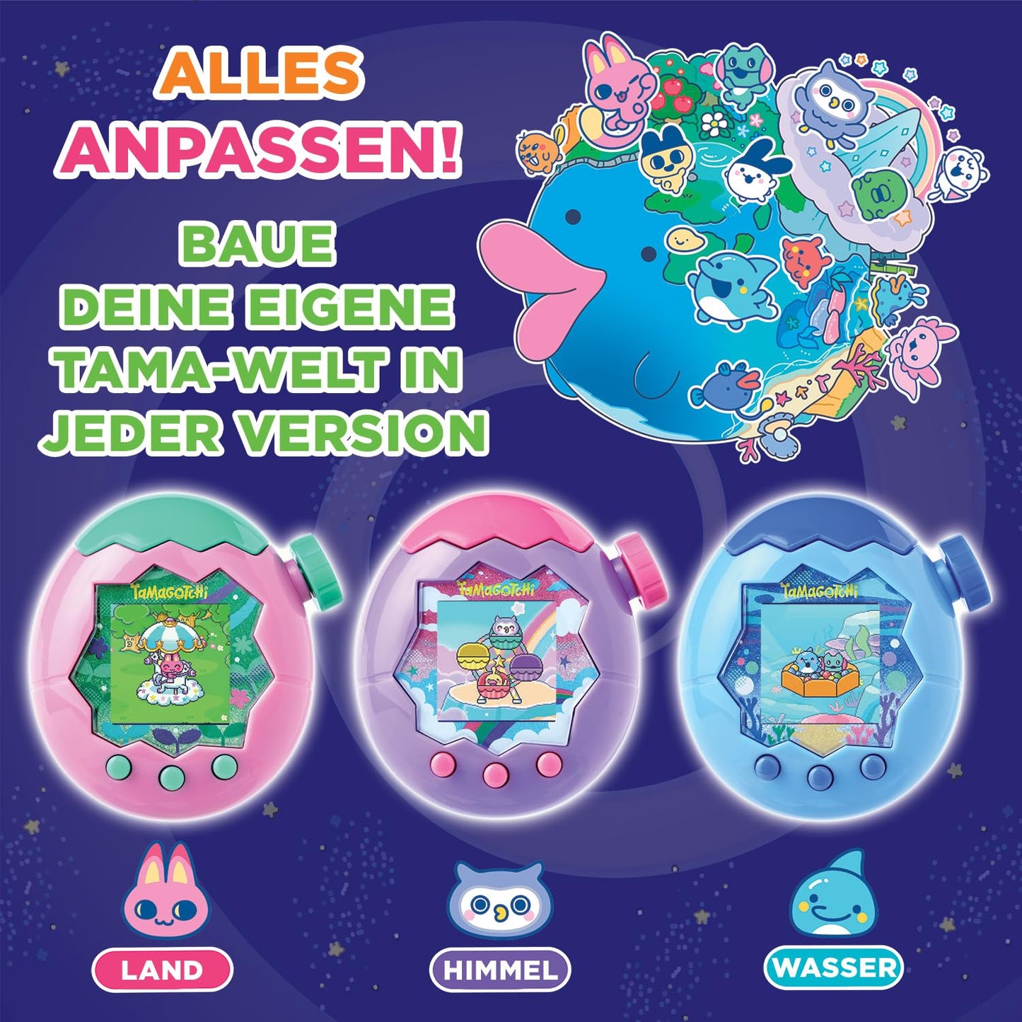 Bandai - Tamagotchi Heaven Earth - Virtual pet to care for - Tamagotchi interactive toy in German, Zoom - Earth model in pink and green - Toy for kids ages 6 and up - 43421