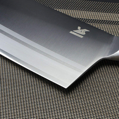 MSY BIGSUNNY cleaver Chinese chef knife, blade length 20.5cm, large blade, high carbon steel, wood handle color.