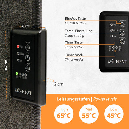 Mi-Heat Infrared Desk Heater Panel 260W | Floor Heater for Office Desk Workspace Under the Table | Temperature up to 140°F Foldable, Gray