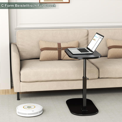 YUTVCZO C-Shaped Side Table, Small Wooden Adjustable Height Coffee Table, C-Shape Side Table for Couch Sofa, Modern Mobile Coffee Table Side Table for Living Room and Bedroom (Black-c)
