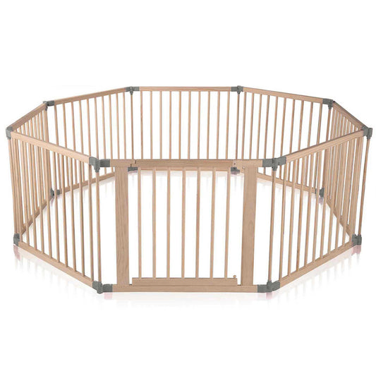 Baby Vivo XXL Playpen Play Yard Baby Safety Gate Crawling Fence Wooden with Door - adjustable - 8 elements PREMIUM Gray