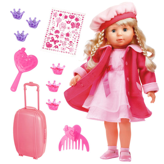 Bayer Design 94635AA Interactive Doll Charlene with Hair and Sleeping Eyes, speaks and sings 90 phrases, 2 poems, and 8 songs, 46cm, Pink.