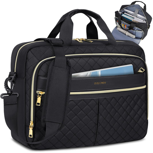 IGOLUMON laptop bag for women 17.3 inches briefcase waterproof laptop notebook bag work bag business bags shoulder bag messenger bag