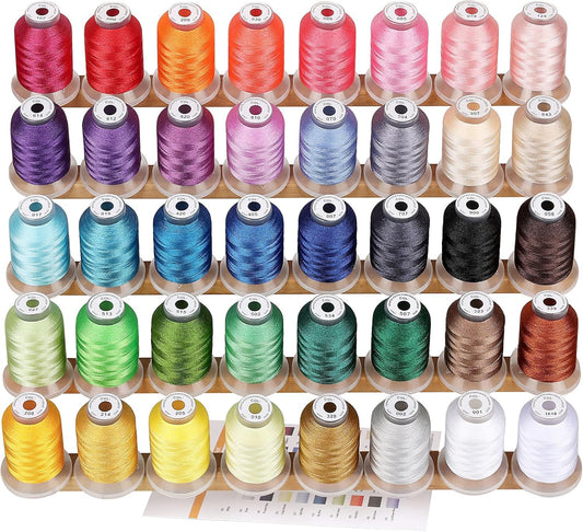 New brothread 40 Brother Colors Polyester Machine Embroidery Thread 500M (550Y) for Brother/Babylock/Janome/Singer/Kenmore Embroidery Machine