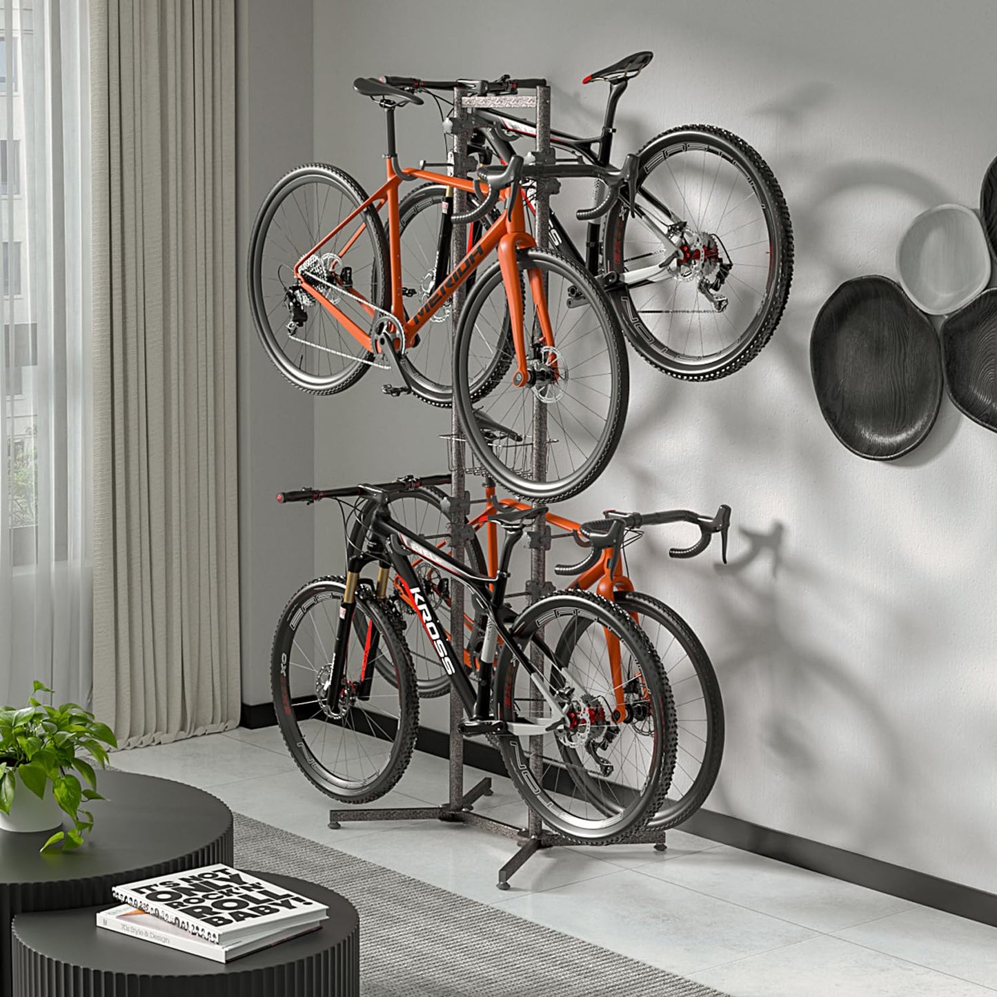 CXWXC Bike Stand Floor for 4 Bikes - Holds up to 70kg/160 pounds. Bike stand holder for indoor garage or outdoor storage.