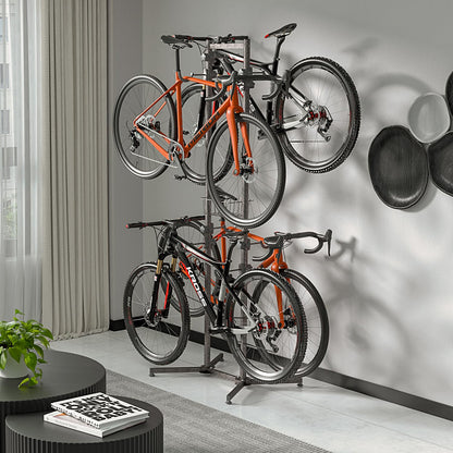 CXWXC Bike Stand Floor for 4 Bikes - Holds up to 70kg/160 pounds. Bike stand holder for indoor garage or outdoor storage.