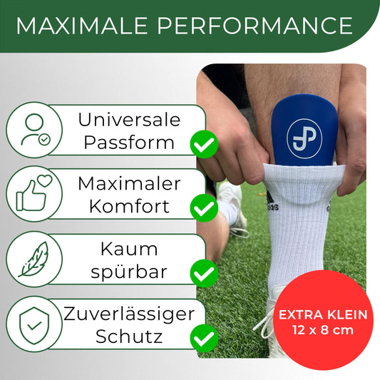 JDP Mini Shin Guards Soccer - Extra Small for Men and Kids, Anti-Slip, 12x8 cm, Blue
