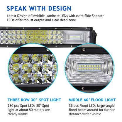 SKYWORLD 50 inch 648W LED work light 1 piece, spot floodlight LED work light bar with wiring harness, off-road work lights for excavators, tractors, forklifts, ATVs, trucks, off-road 4x4.