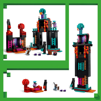 LEGO Minecraft 2in1 The Enderman Tower - Modular Gaming Toy - Can be built into 2 fortresses - With 4 collectible minifigures - Gamer gift for boys and girls aged 9 and up - 21279