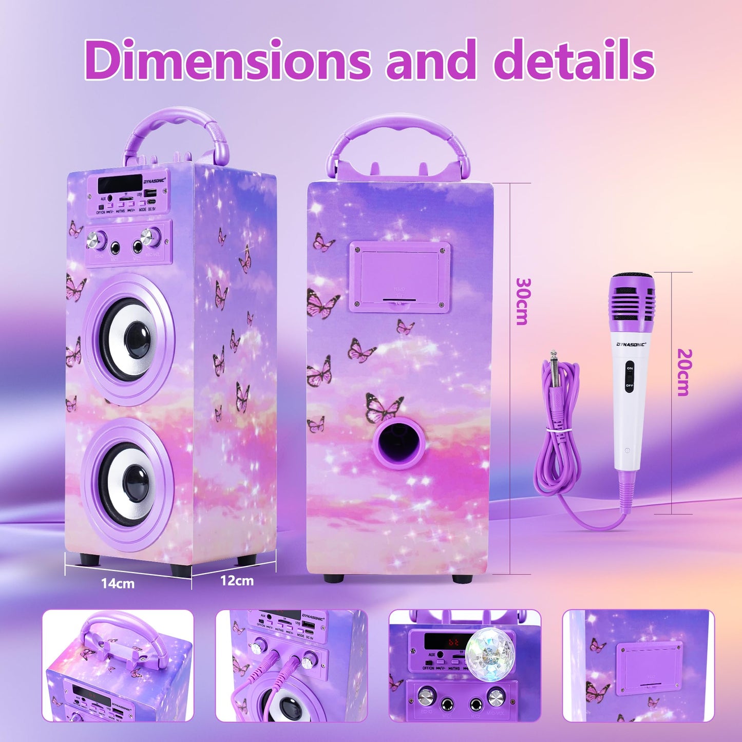 DYNASONIC 3rd Gen - Karaoke Microphone Toy, perfect for unique gifts for kids, girls, toys, karaoke microphone kids toy (025-18 Lights)
