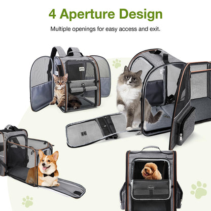Lekebobor Cat Backpack Carrier, expandable pet carrier backpack for small dogs, medium cats, up to 18 lbs, dog backpack carrier, hiking, outdoor use