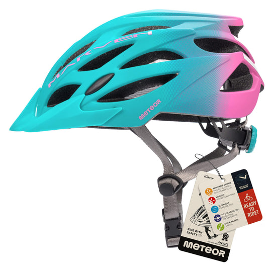 Meteor® Marven bike helmet for men, women, and children. Suitable for MTB, rollerblading, downhill, road biking, mountain biking, inline skating, BMX, scootering. Great for boys and girls.