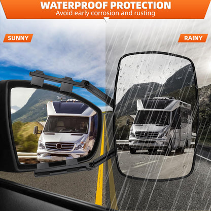KAOLALI caravan mirrors, 2 pieces universal wing mirrors 2-piece set, car double side mirror, caravan wing mirrors, trailer mirrors for RV and Caravan, rotatable and foldable
