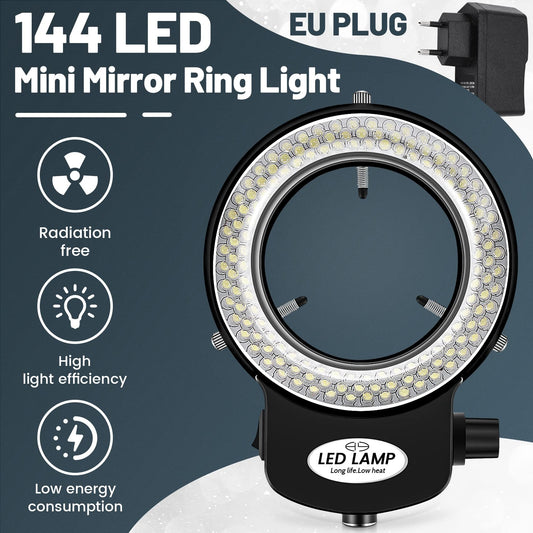 Jevina 144 LED Microscope Ring Light Ring Light 0-100% Adjustable Lamp for Microscope Ring Illumination