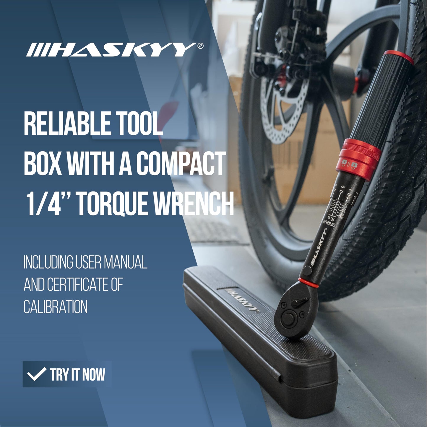 HASKYY Torque wrench 1/4 inch 1-10Nm Precision Bike E-Bike Motor Industry Micro Torque Ratchet Key ISO-calibrated in 0.1 steps