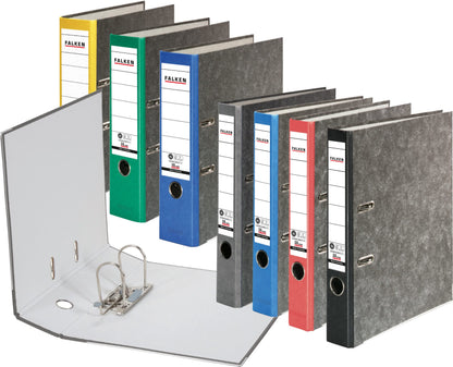 Falcon 10 Pack Recycling Folders Cloud Marble. Made in Germany. 5cm slim DIN A4 black back ring binder file organizer office folder cardboard folder CO2 neutral Blue Angel.