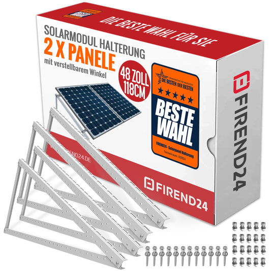 4x Solar Panel Mounting 1180mm Set for 2 Solar Panels Solar Panel Flat Roof Mounting Photovoltaic Universal Balcony Power Plant Robust Wall Flat Roof Installation, Weatherproof, PV Modules