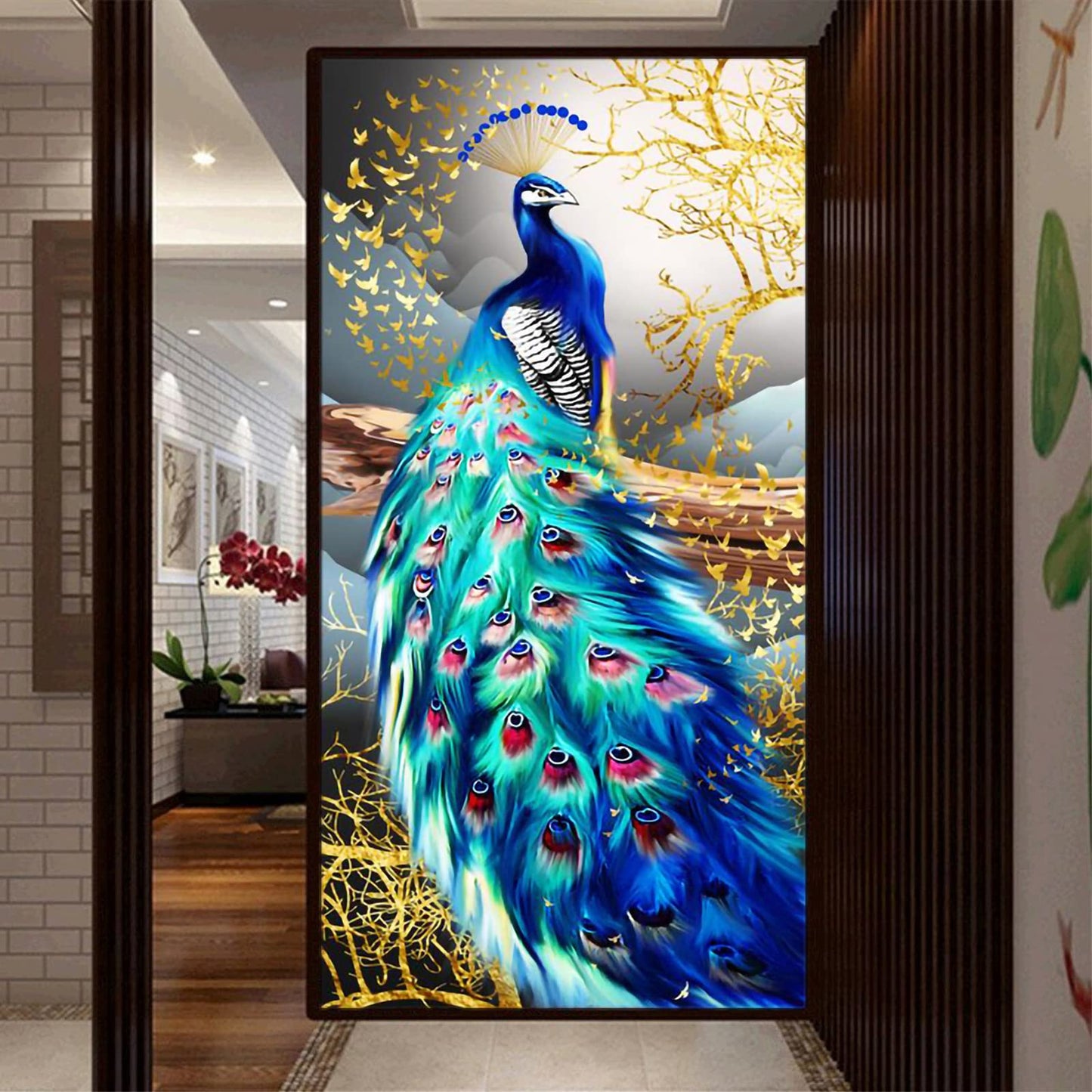 Trayosin Diamond Painting for Adults 5D Diamond Painting Pictures Adults Peacock Large XXL Set Full Drill with Accessories DIY Diamond Painting by Numbers for Wall Decor Gift (100x50cm)