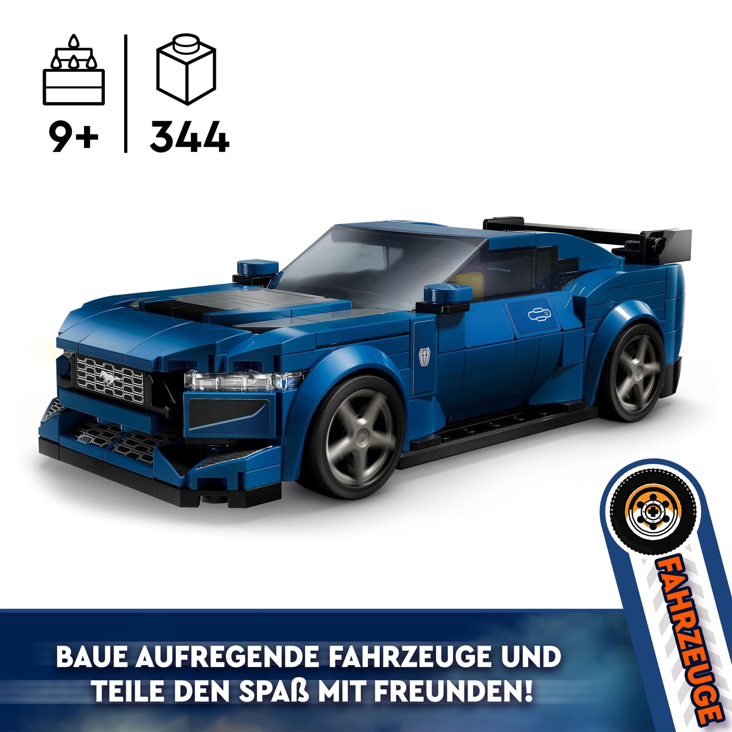 LEGO Speed Champions Ford Mustang Dark Horse sports car, car toy with minifigure for building, playing, and displaying for kids, gift for boys, girls, and car enthusiasts ages 9+ 76920.