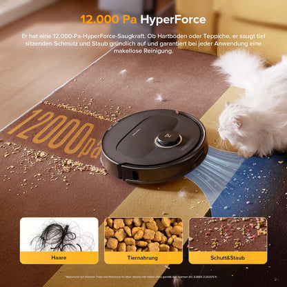 Roborock Qrevo S5V vacuum cleaner robot with mopping function & lift-off mop, 12,000Pa suction power, Zero-Tangle system, warm air drying, intelligent obstacle avoidance, multi-function docking station (Black)