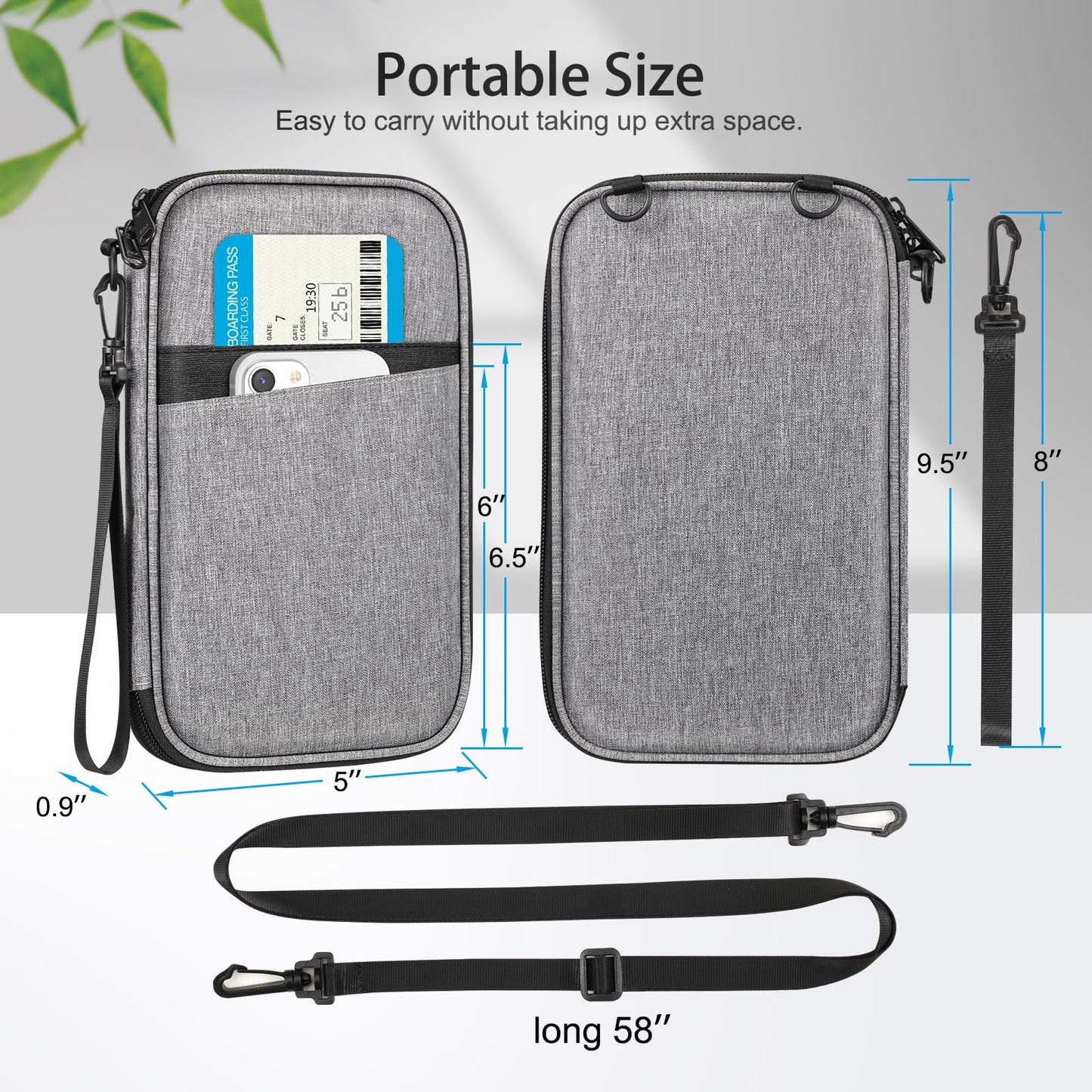 FINTIE Passport Holder Family Travel Organizer, RFID Blocking Waterproof Phone Wallet Passport Cover ID Case Document Holder for 6 Passports for Women and Men, Gray