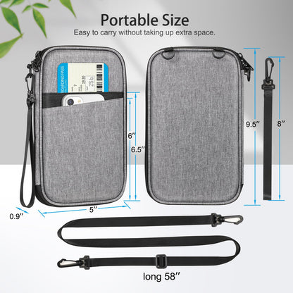 FINTIE Passport Holder Family Travel Organizer, RFID Blocking Waterproof Phone Wallet Passport Cover ID Case Document Holder for 6 Passports for Women and Men, Gray