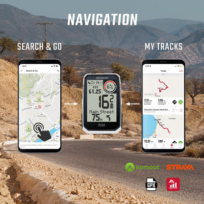 SIGMA ROX 4.0 Endurance White Sensor Set | Wireless GPS bike computer with speed, heart rate, and cadence sensors & OVERCLAMP Butler | 41h battery life | E-bike compatible