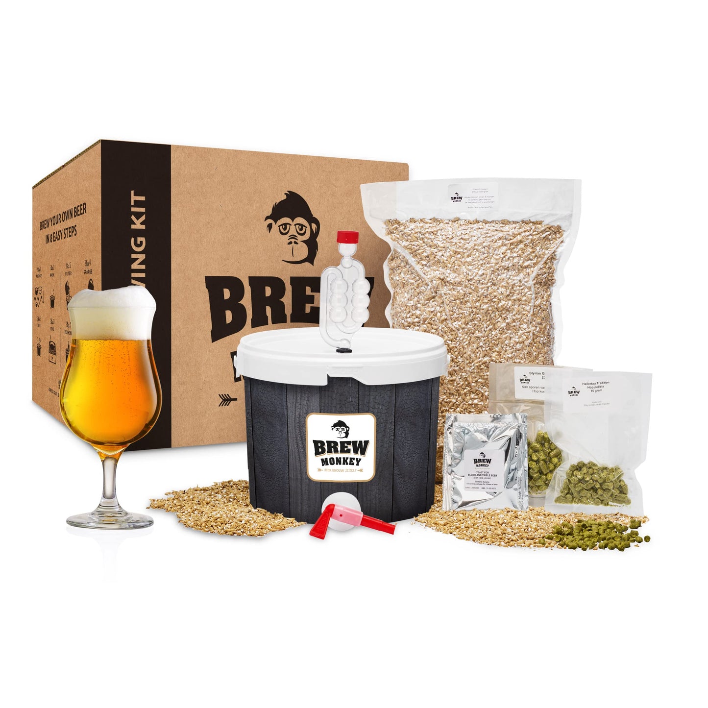 Brew Monkey® Beer Brewing Kit Tripel | Basic Set 5 liters | 8.2% ABV | Beer Making Kit | Men's Gifts | Beer Gifts for Men | Birthday Gift for Men | Gifts for Dad