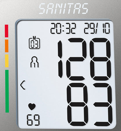 Sanitas SBC 15 wrist blood pressure monitor, fully automatic blood pressure and pulse measurement, warning function for possible heart rhythm disorders.